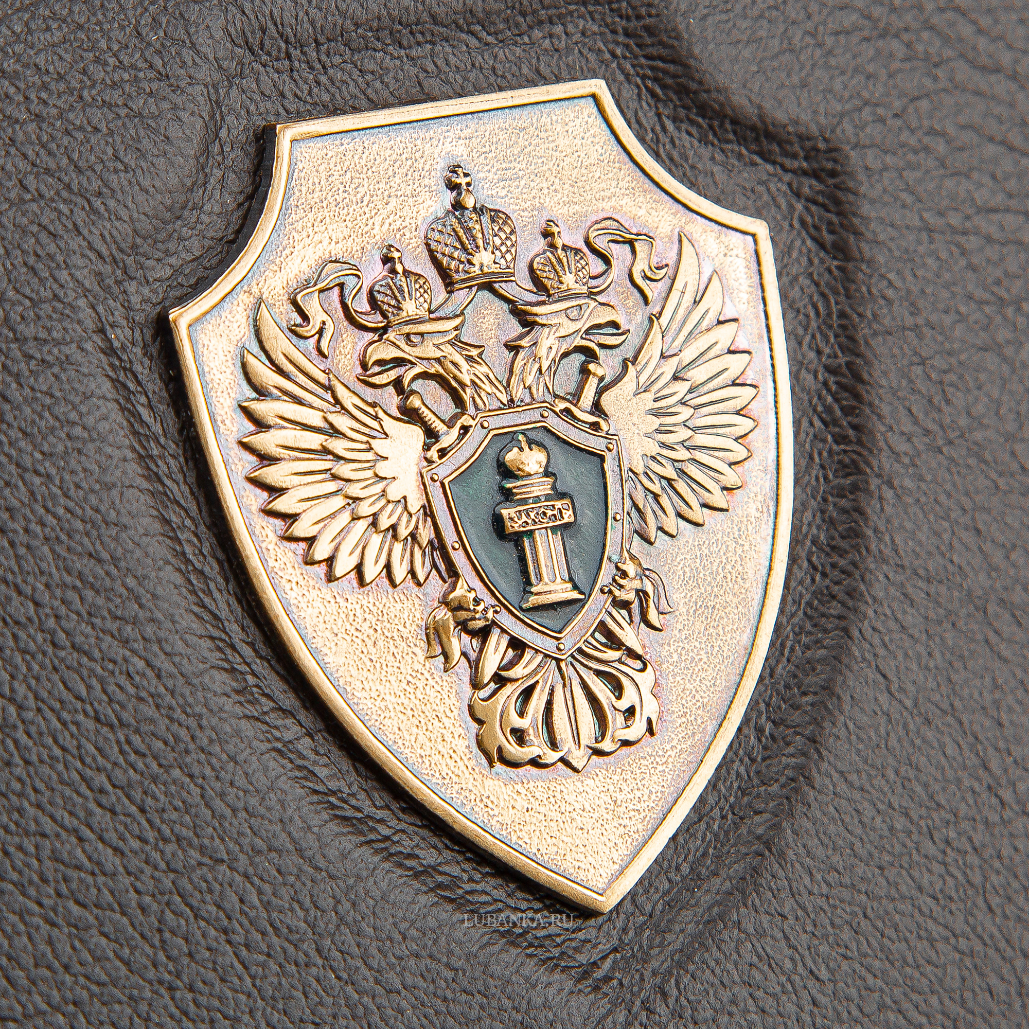 Обложка для удостоверения Прокуратура с жетоном узкая пухлая коричневая