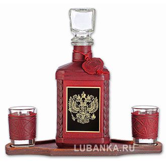 Набор для водки «Герб РФ» бордовый
